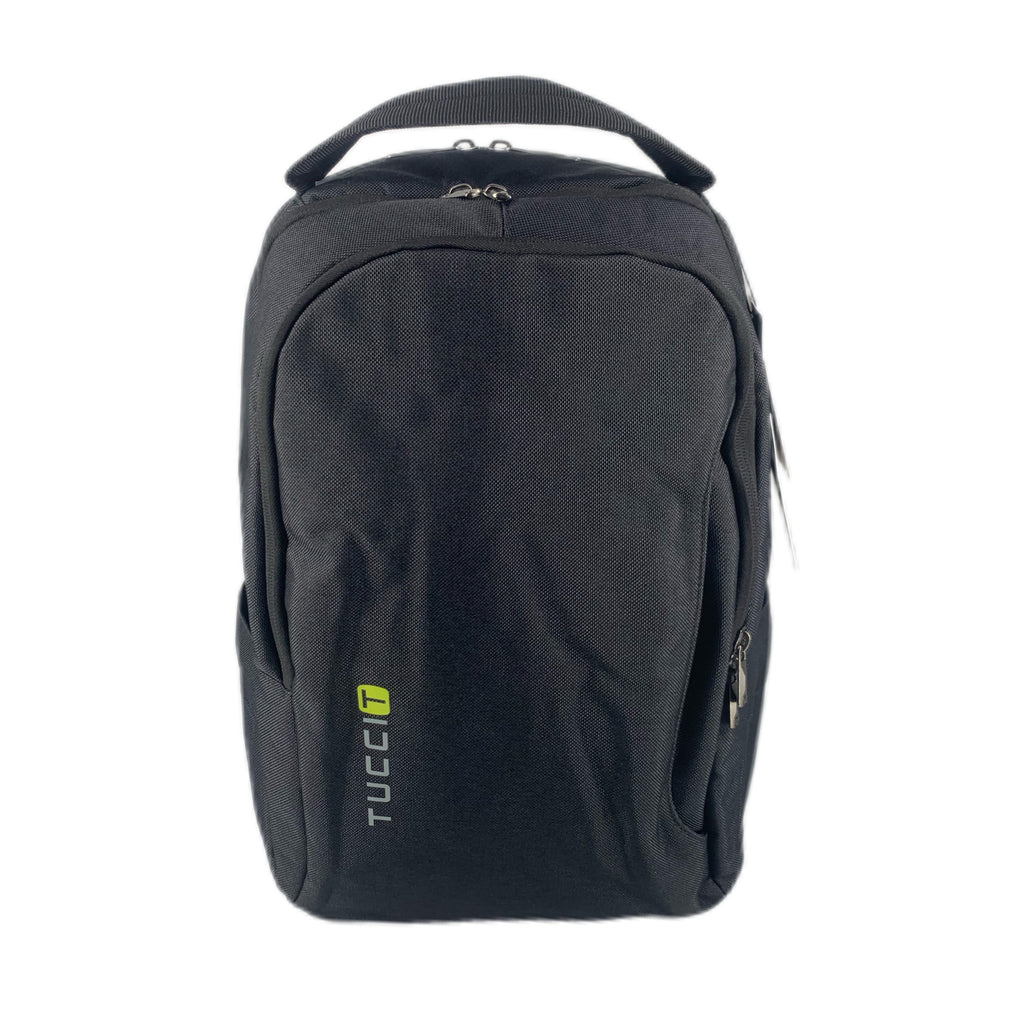 TUCCI Italy Adventurer 17" Backpack – Black, Lightweight Travel Pack with Laptop Compartment, Water Bottle Pockets, Padded Straps