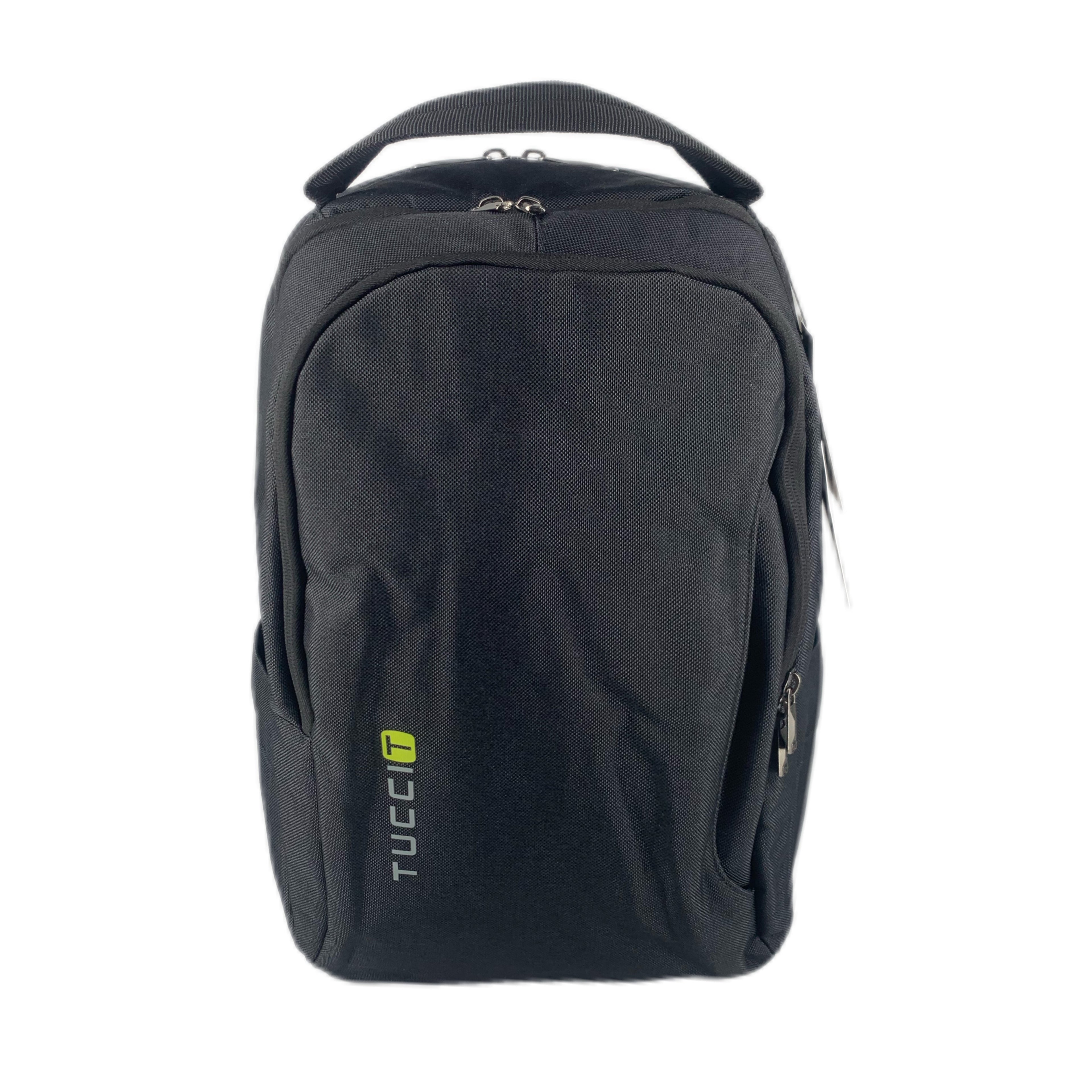 TUCCI Italy Adventurer 17" Backpack – Black, Lightweight Travel Pack with Laptop Compartment, Water Bottle Pockets, Padded Straps