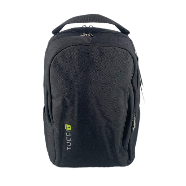 TUCCI Italy Adventurer 17" Backpack – Black, Lightweight Travel Pack with Laptop Compartment, Water Bottle Pockets, Padded Straps