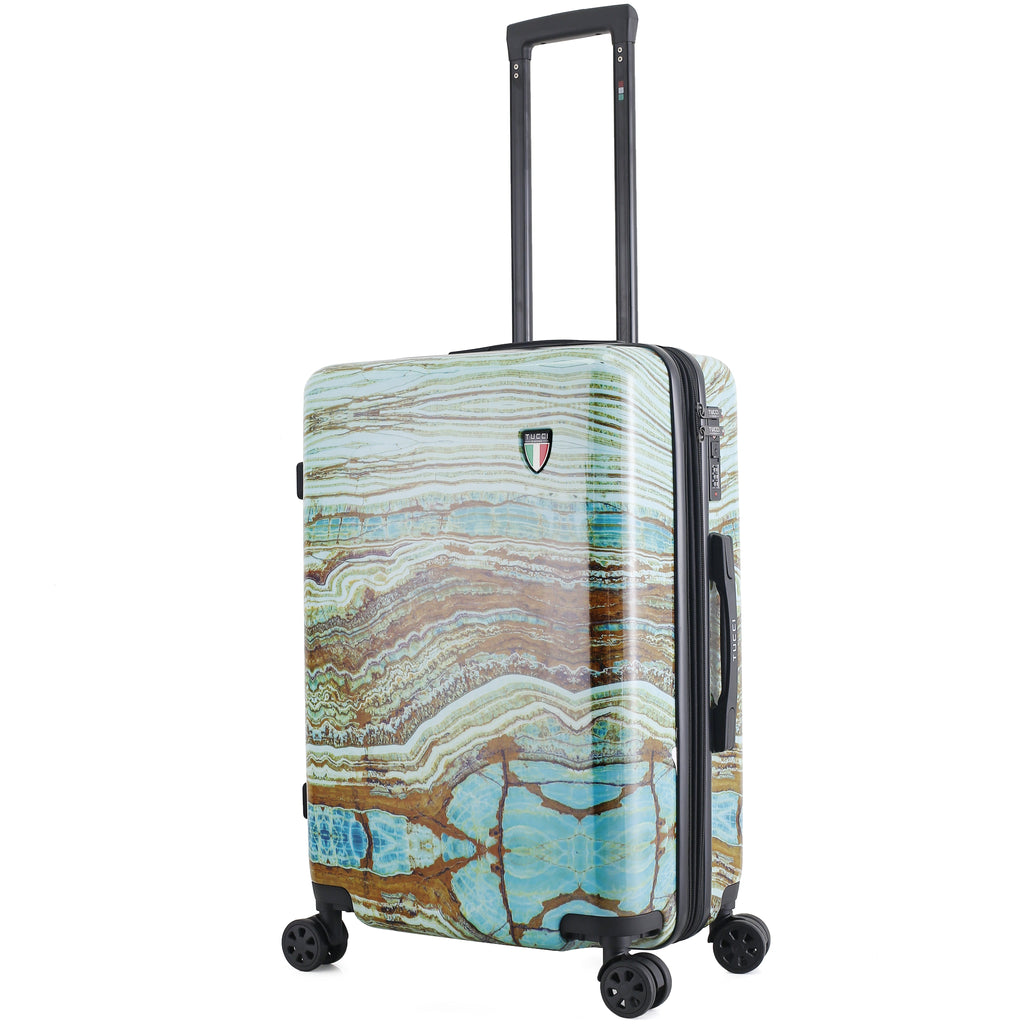 TUCCI Italy Earth Art Emerald Marble 3 PC Set (20", 24", 28") Luggage Suitcase