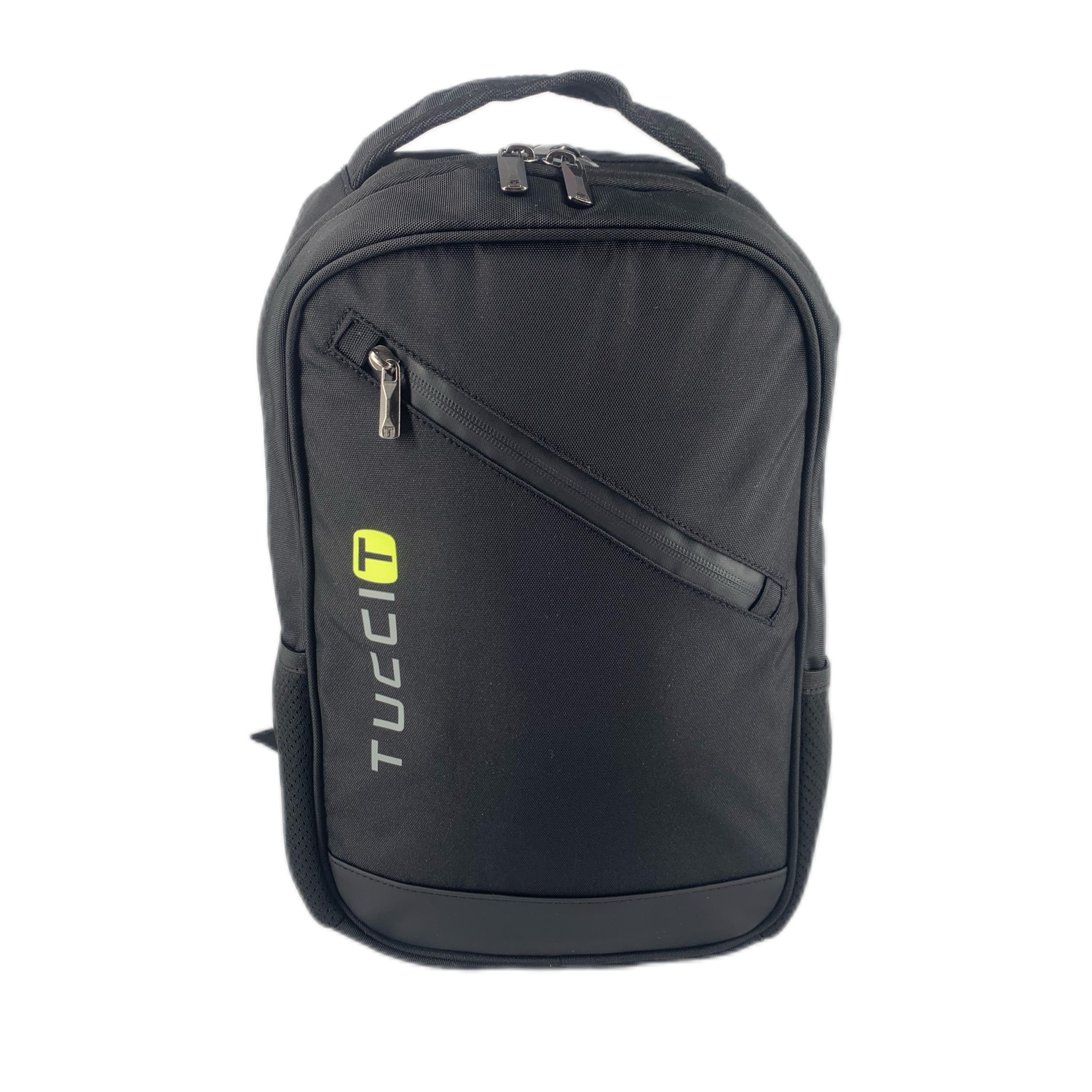 TUCCI Italy CityRider 17.7" Backpack, Multi-Compartment, Laptop & Bottle Pockets, Black