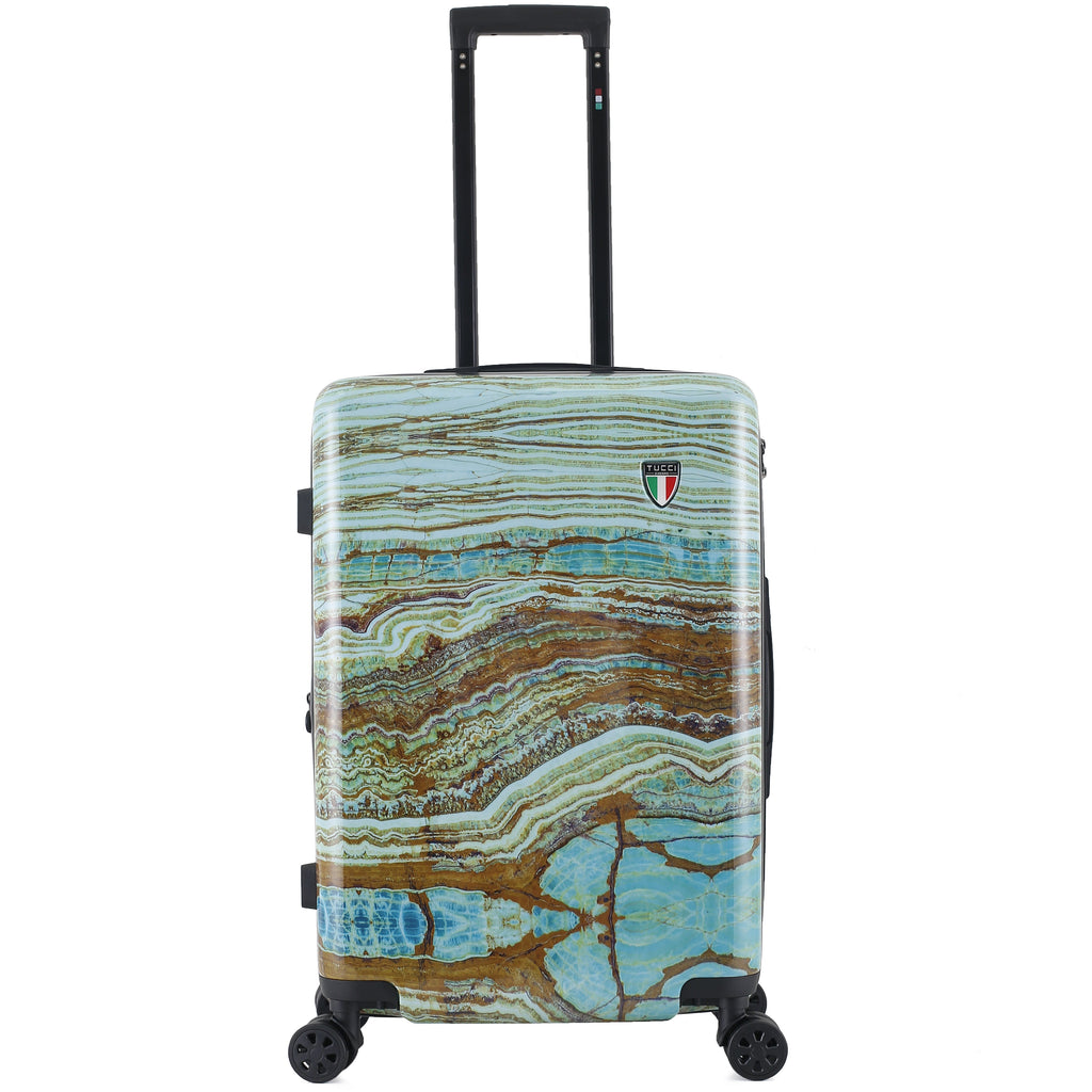 TUCCI Italy Earth Art Emerald Marble 3 PC Set (20", 24", 28") Luggage Suitcase