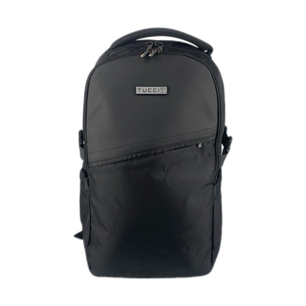 TUCCI Italy SportRider 18.1" Backpack – Black, Laptop Compartment, Hidden Back Pocket, Luggage Strap, Multi‑Organizer Design
