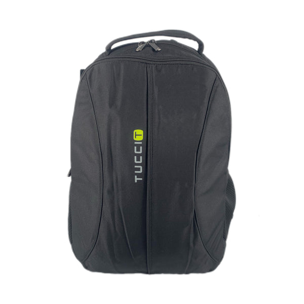 TUCCI Italy Dynamo 17.7" Backpack – Black, Lightweight Daily Pack with Laptop Compartment, Organizer Pockets, Water Bottle Storage