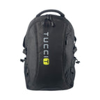 TUCCI Italy TrailTracker 18.5" Backpack – Black, Multi‑Pocket Organizer, Laptop Compartment, Padded Back, Side Bottle Pockets