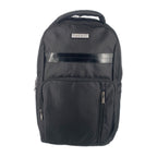 TUCCI Italy Biker 18.9" Backpack – Black, Multi‑Compartment Design, Front Zipper Pocket, Laptop Compartment, Air‑Flow Back Padding
