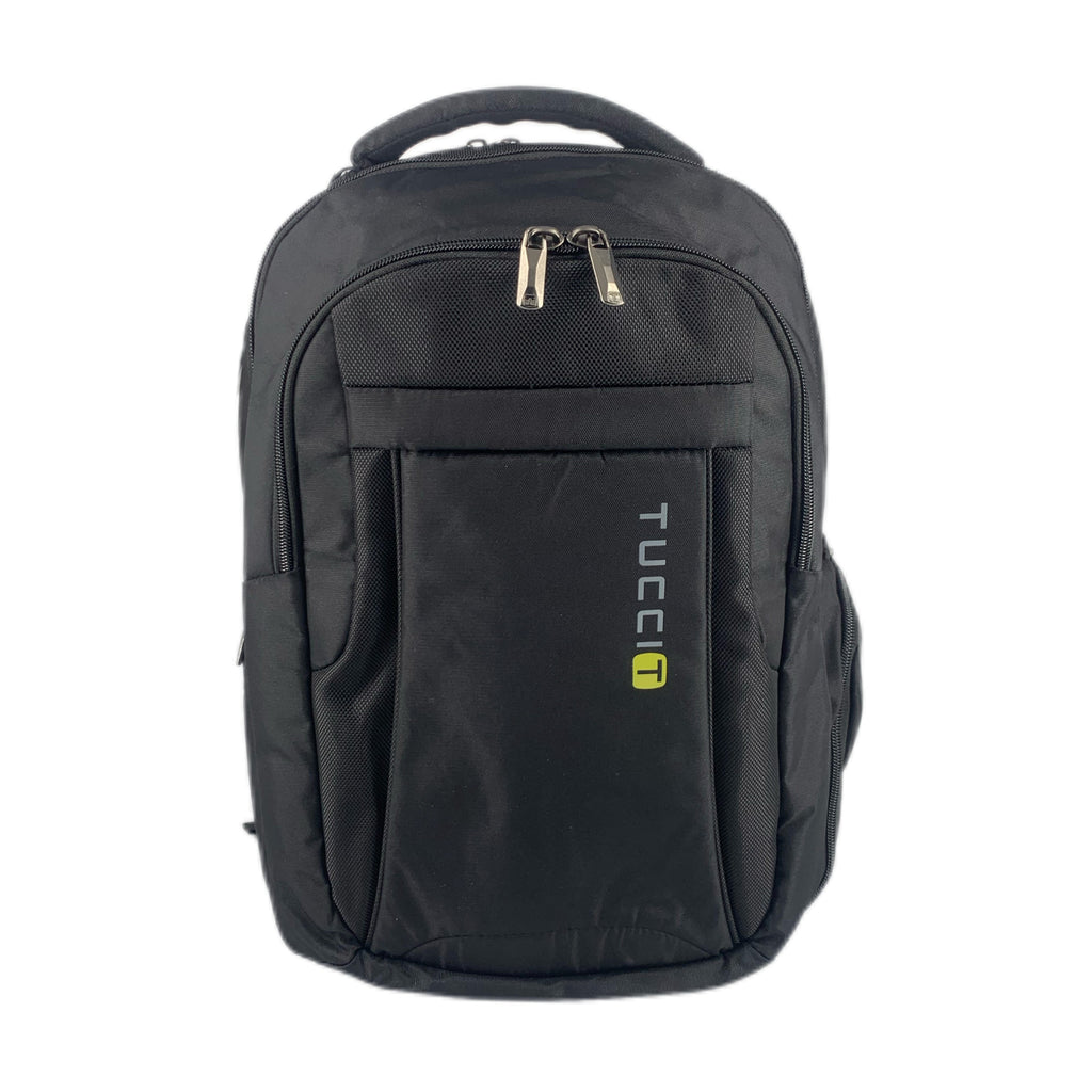 TUCCI Italy TurboPack Backpack – Black, 18", Travel & Work Bag with Laptop Compartment, Air‑Flow Back, Water Bottle Pockets, Multi‑Organizer