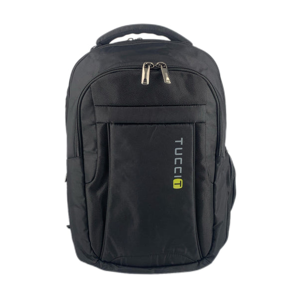 TUCCI Italy TurboPack Backpack – Black, 18", Travel & Work Bag with Laptop Compartment, Air‑Flow Back, Water Bottle Pockets, Multi‑Organizer