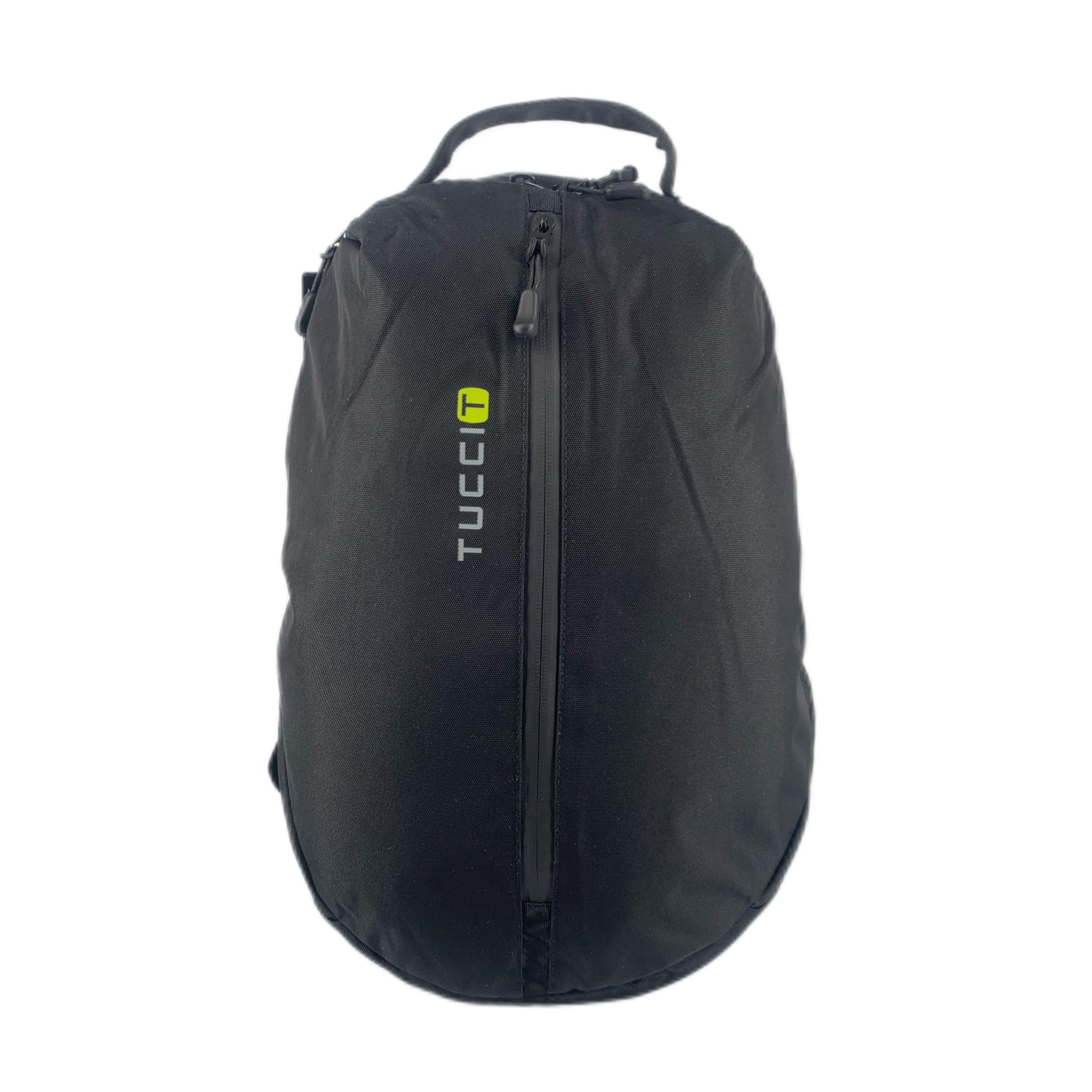 TUCCI Italy TrailBlazer 15.8" Backpack – Black, Reflective Safety Strip, Multi‑Pocket Organizer, Laptop Compartment, Water Bottle Pockets