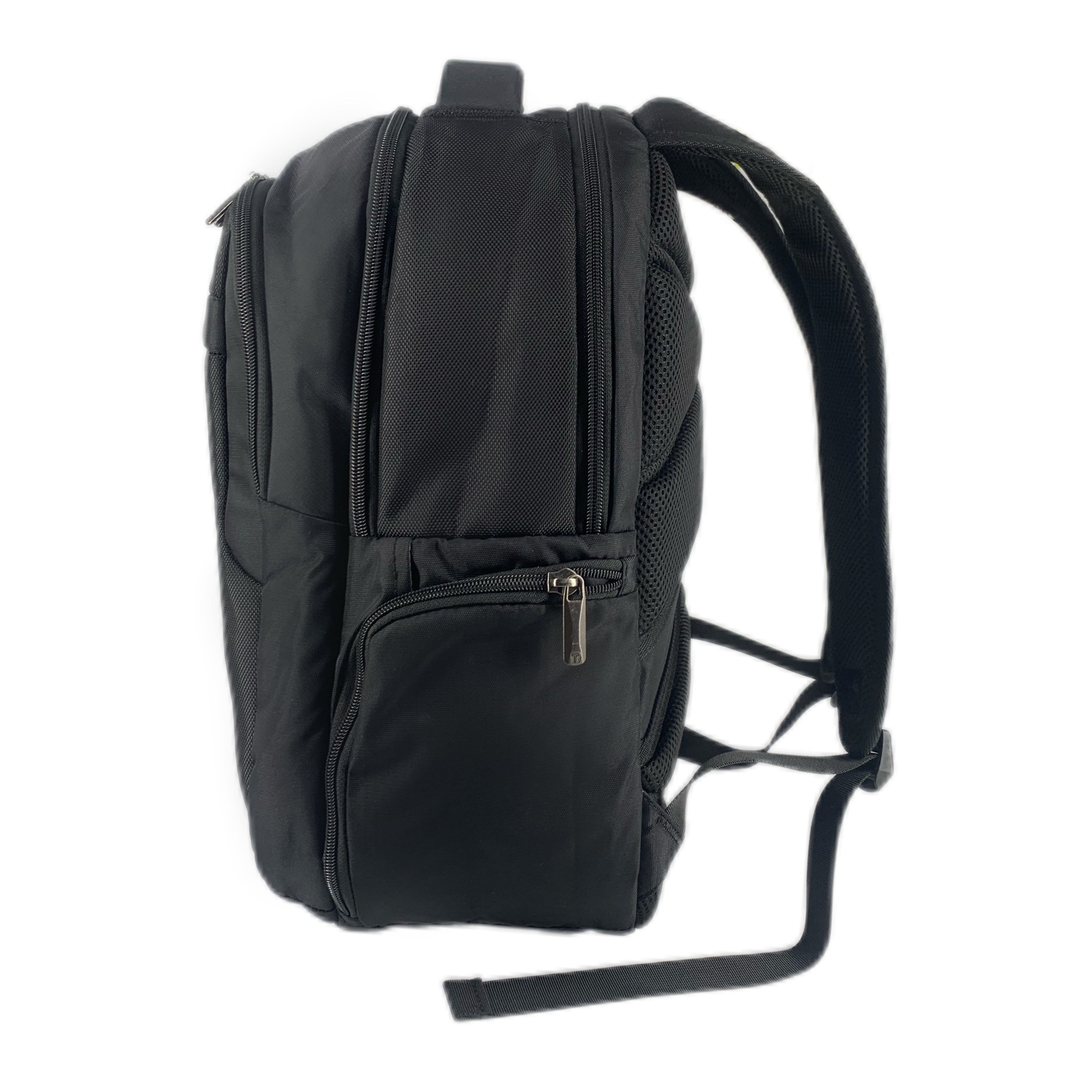 TUCCI Italy TurboPack Backpack – Black, 18", Travel & Work Bag with Laptop Compartment, Air‑Flow Back, Water Bottle Pockets, Multi‑Organizer