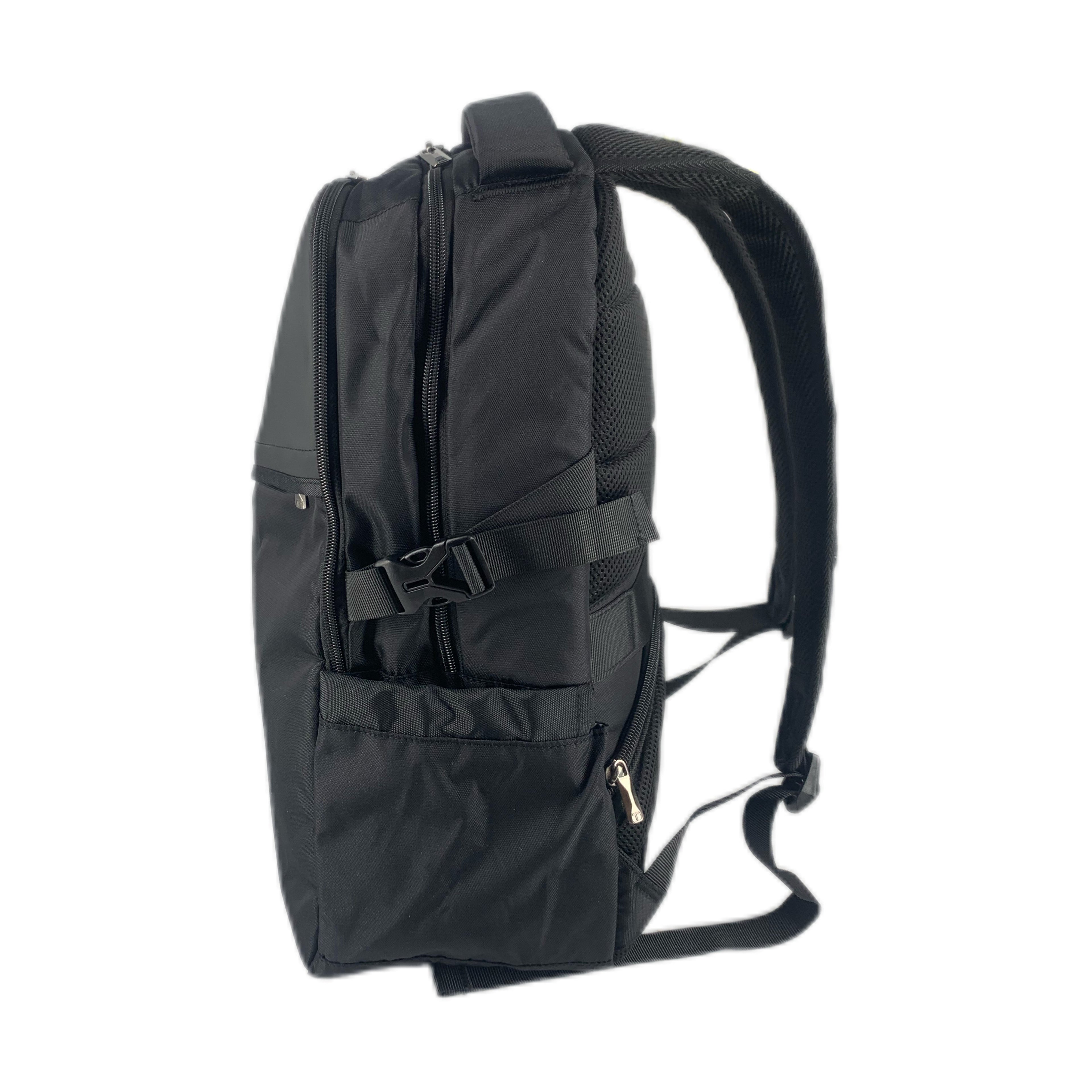 TUCCI Italy SportRider 18.1" Backpack – Black, Laptop Compartment, Hidden Back Pocket, Luggage Strap, Multi‑Organizer Design