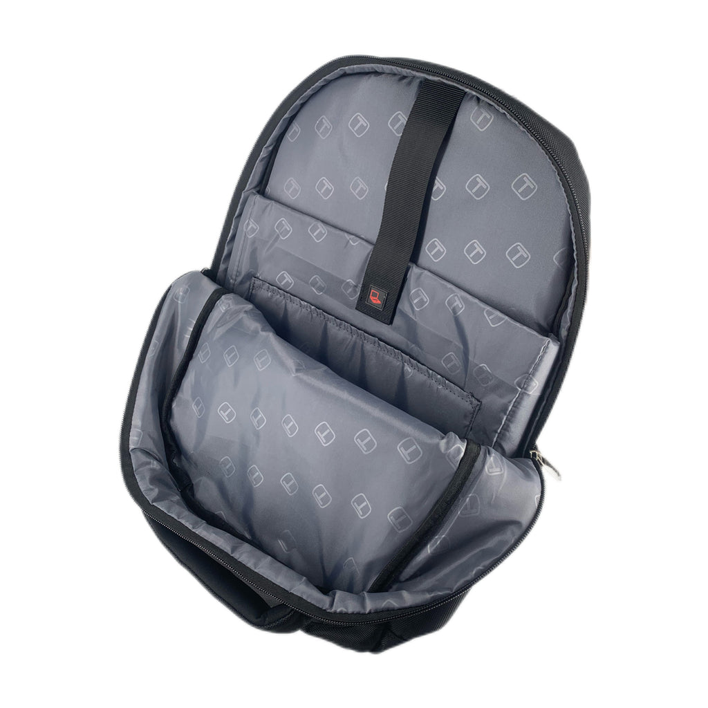 TUCCI Italy Biker 18.9" Backpack – Black, Multi‑Compartment Design, Front Zipper Pocket, Laptop Compartment, Air‑Flow Back Padding