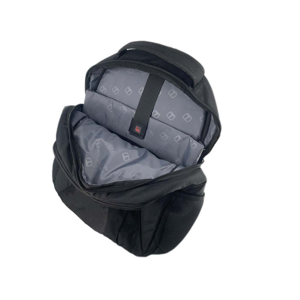 TUCCI Italy Dynamo 17.7" Backpack – Black, Lightweight Daily Pack with Laptop Compartment, Organizer Pockets, Water Bottle Storage