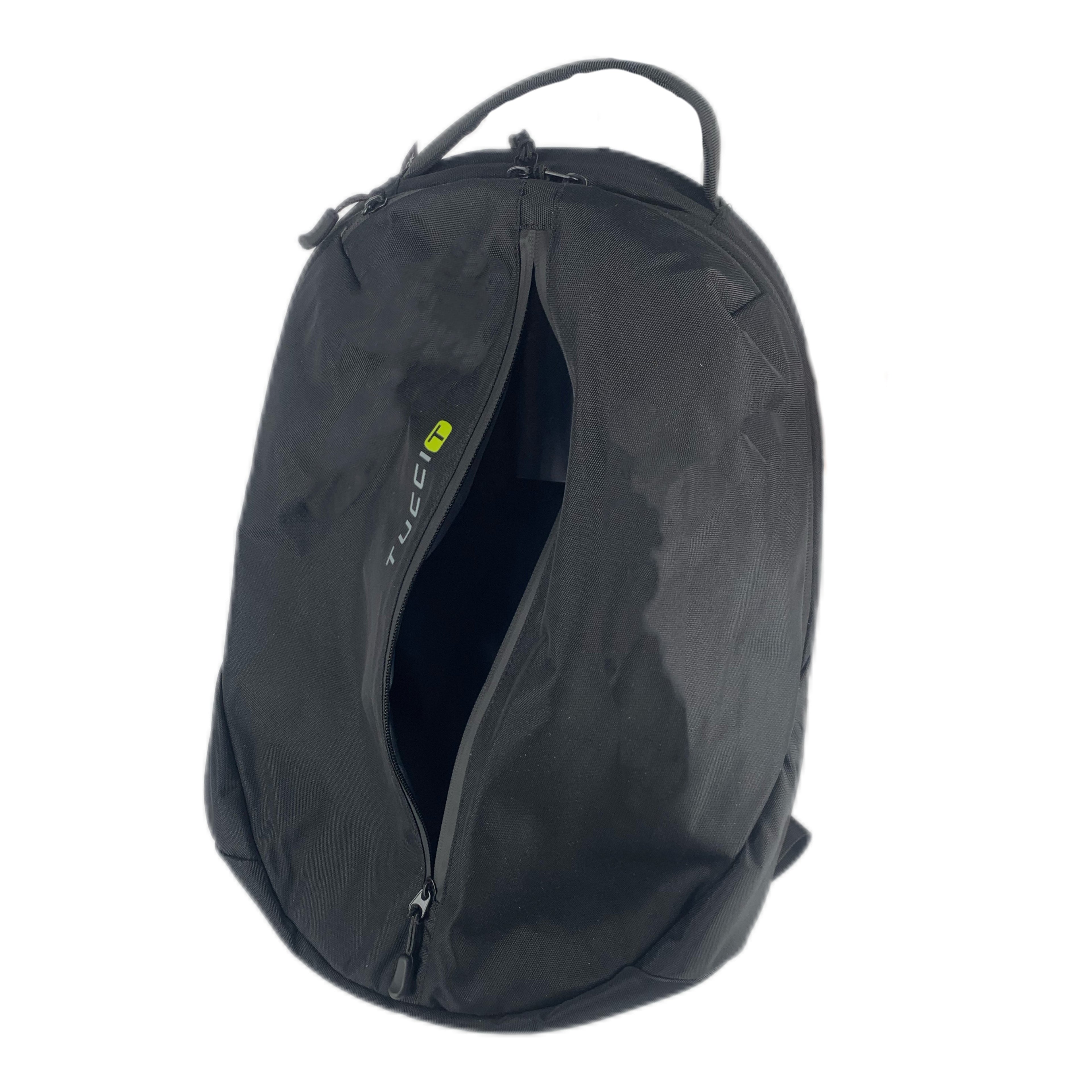 TUCCI Italy TrailBlazer 15.8" Backpack – Black, Reflective Safety Strip, Multi‑Pocket Organizer, Laptop Compartment, Water Bottle Pockets