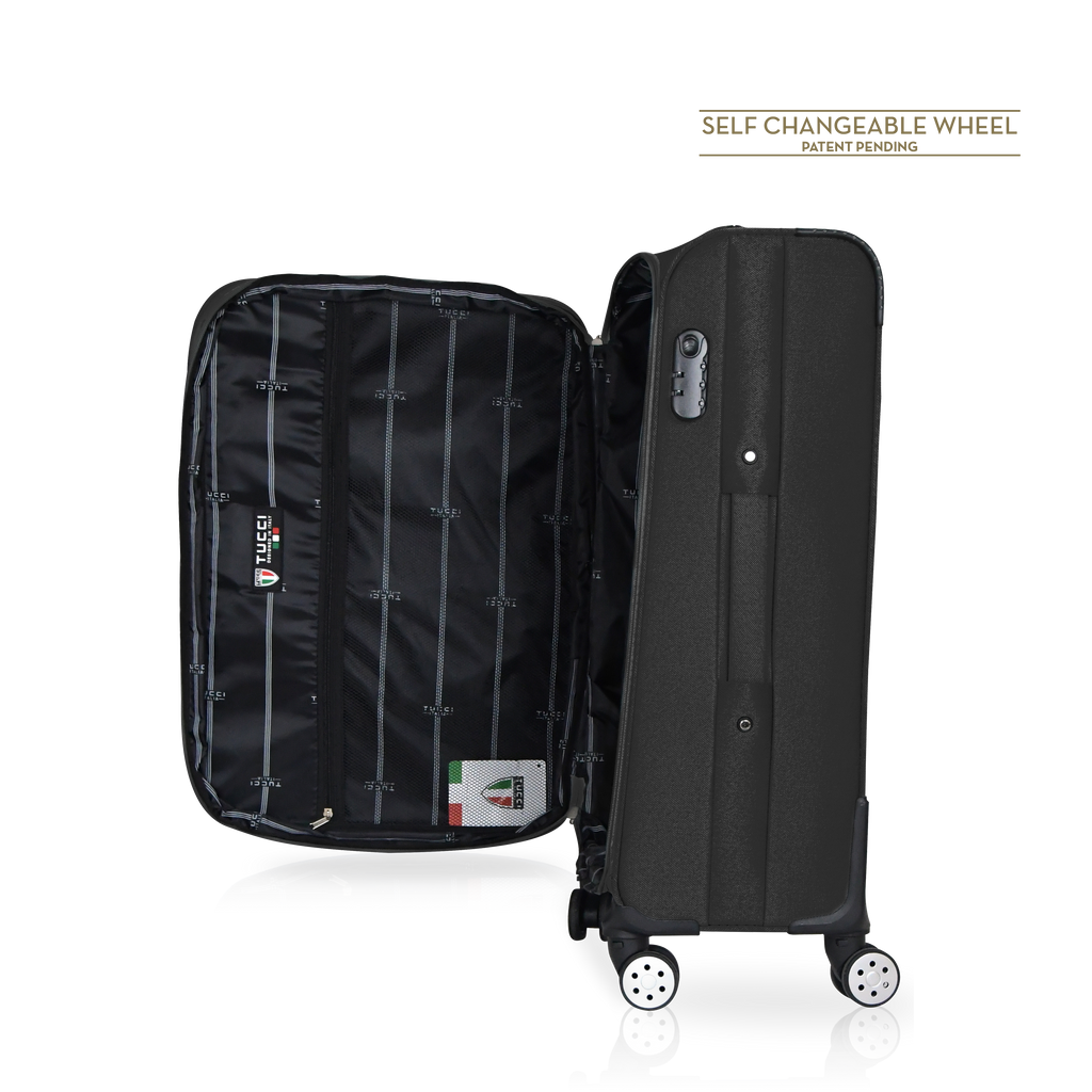 TUCCI Italy MENORI 20" Softside Carry On Suitcase for Travel