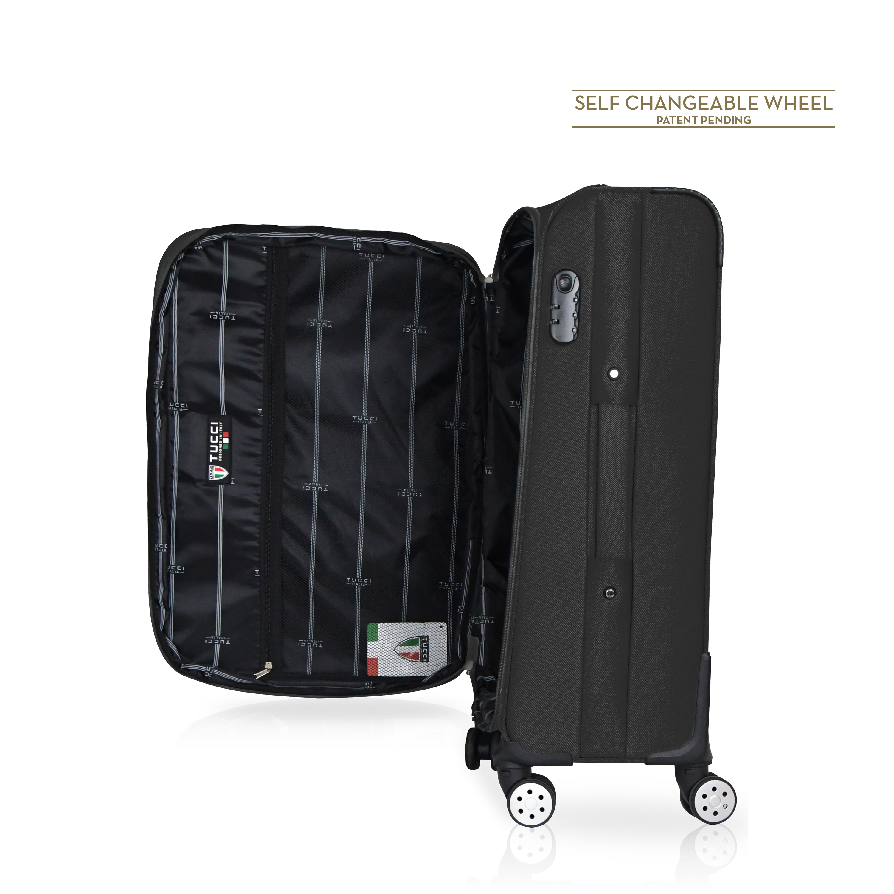 TUCCI Italy MENORI 20" Softside Carry On Suitcase for Travel