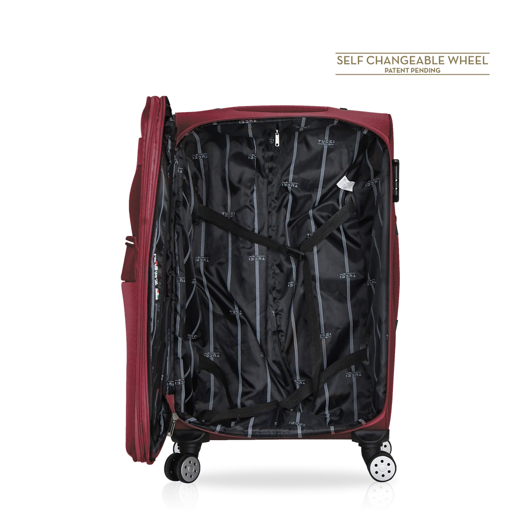 TUCCI Italy MENORI 20" Softside Carry On Suitcase for Travel