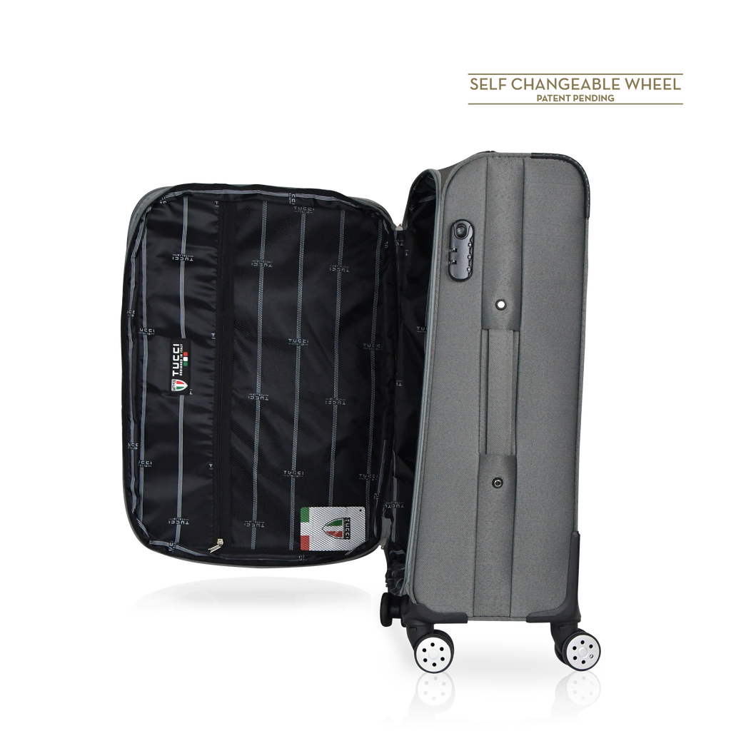 TUCCI Italy MENORI 20" Softside Carry On Suitcase for Travel