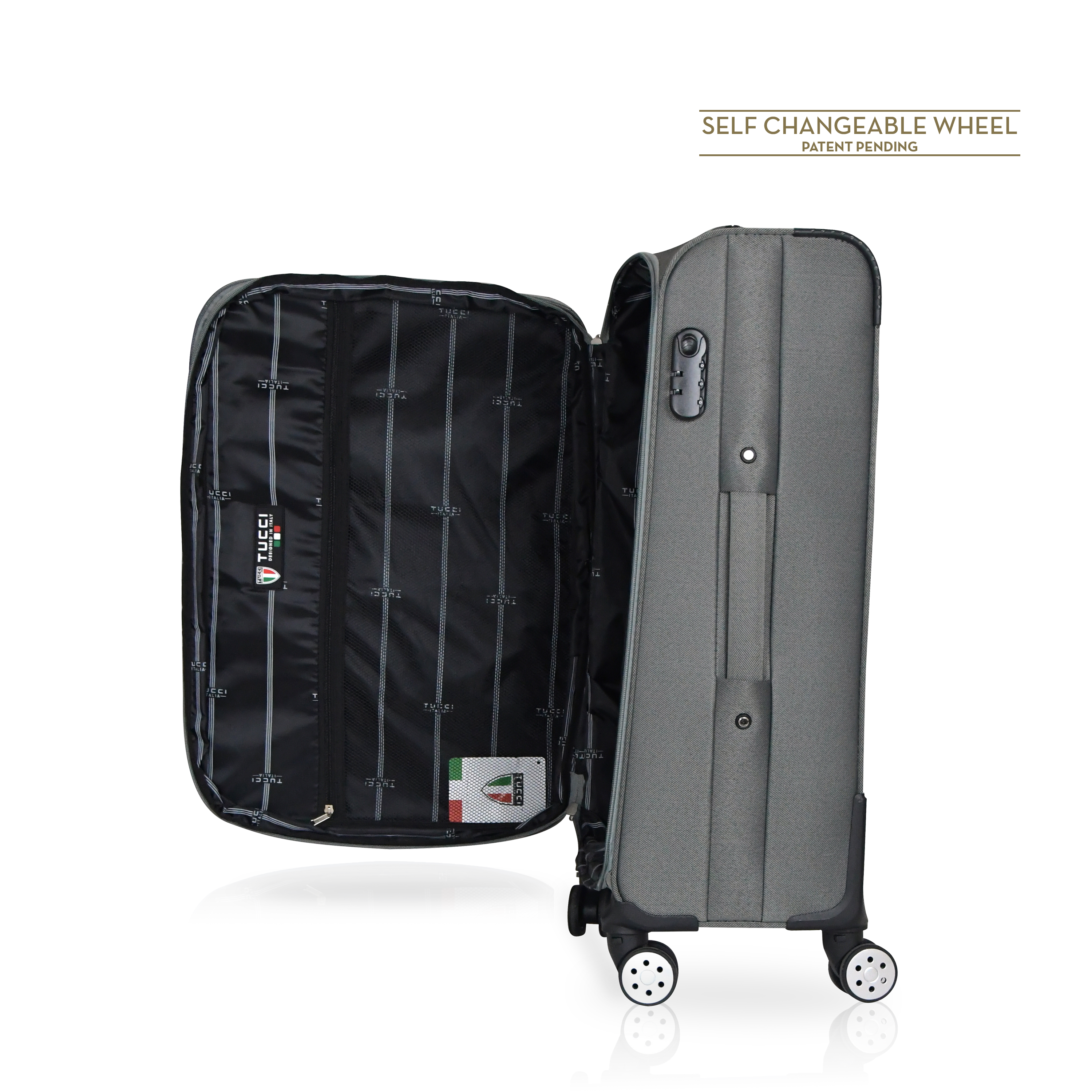 TUCCI Italy MENORI 20" Softside Carry On Suitcase for Travel