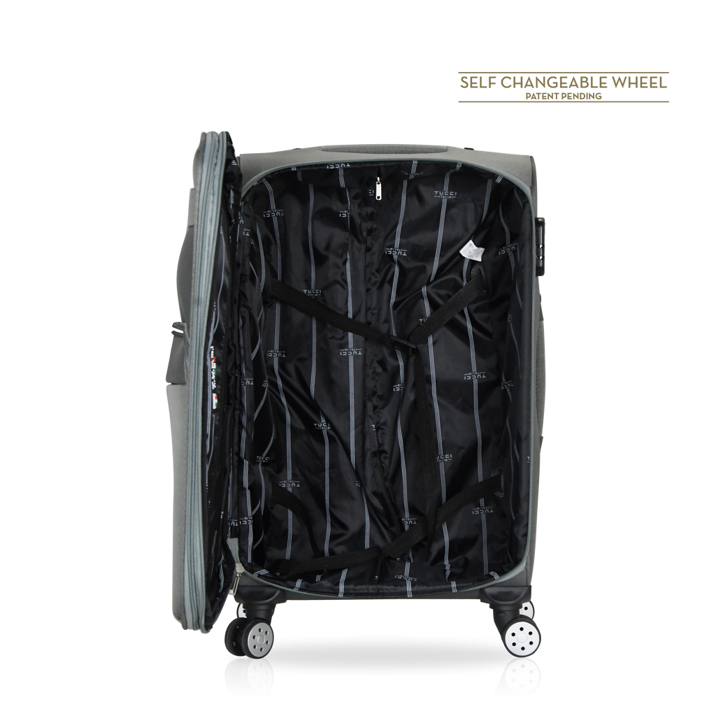 TUCCI Italy MENORI 20" Softside Carry On Suitcase for Travel