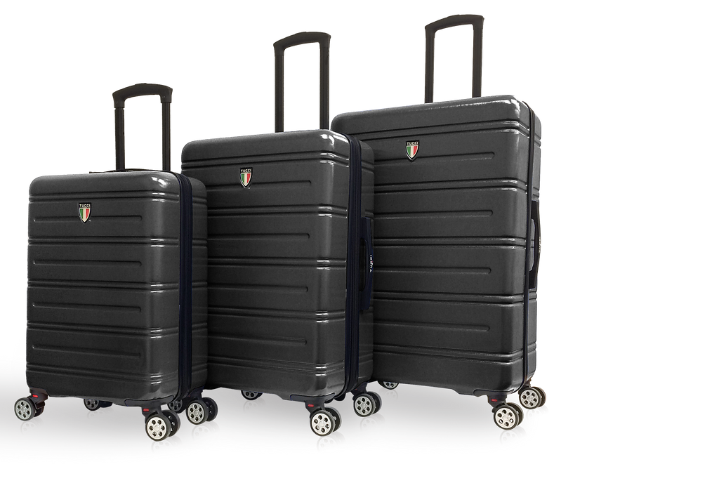 TUCCI Italy LETIZIA (20", 24", 28") Expandable Spinner Wheel Suitcase Black
