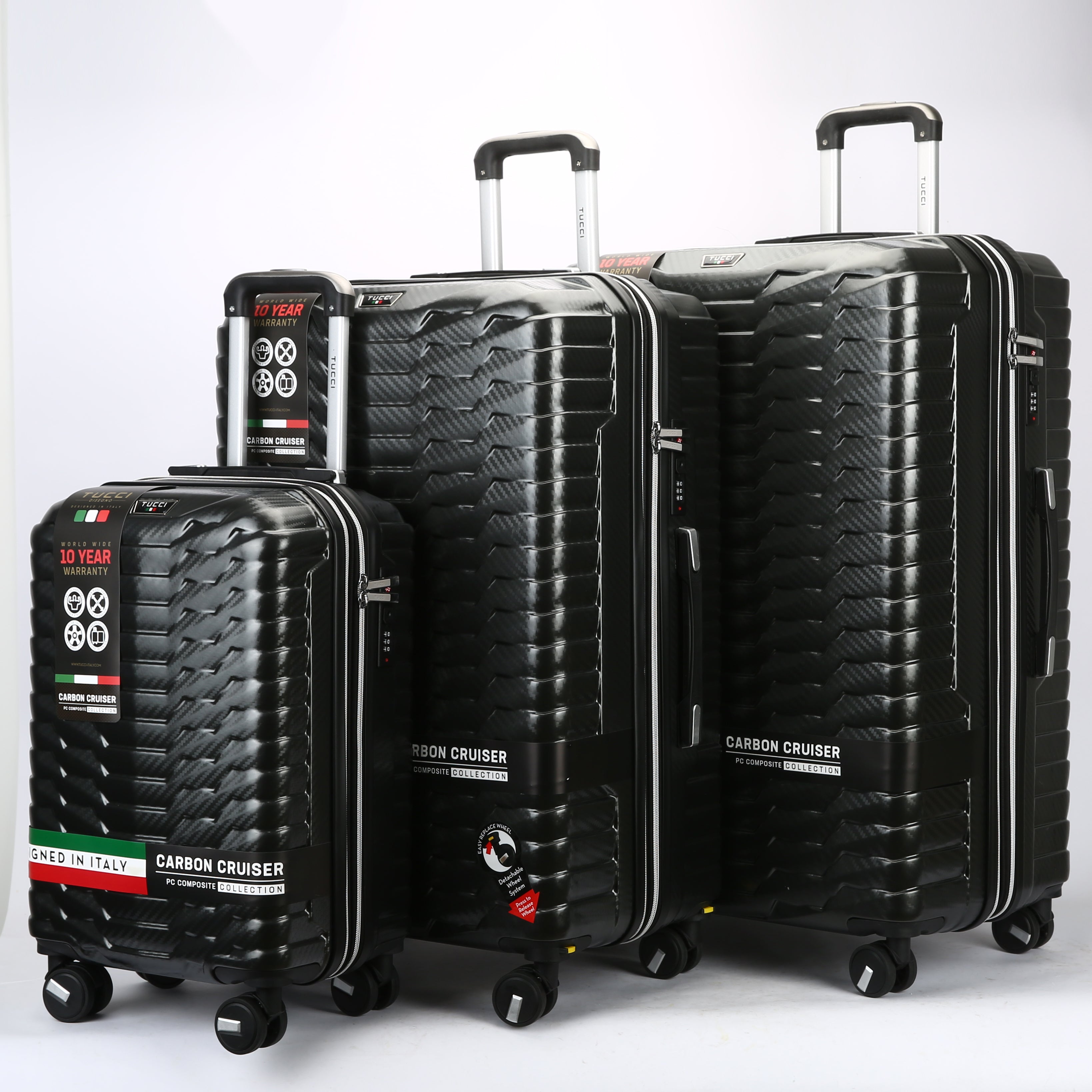 TUCCI OCCHIO 3 PC SET (20/28/30) Expandable Spinner Wheel Suitcase