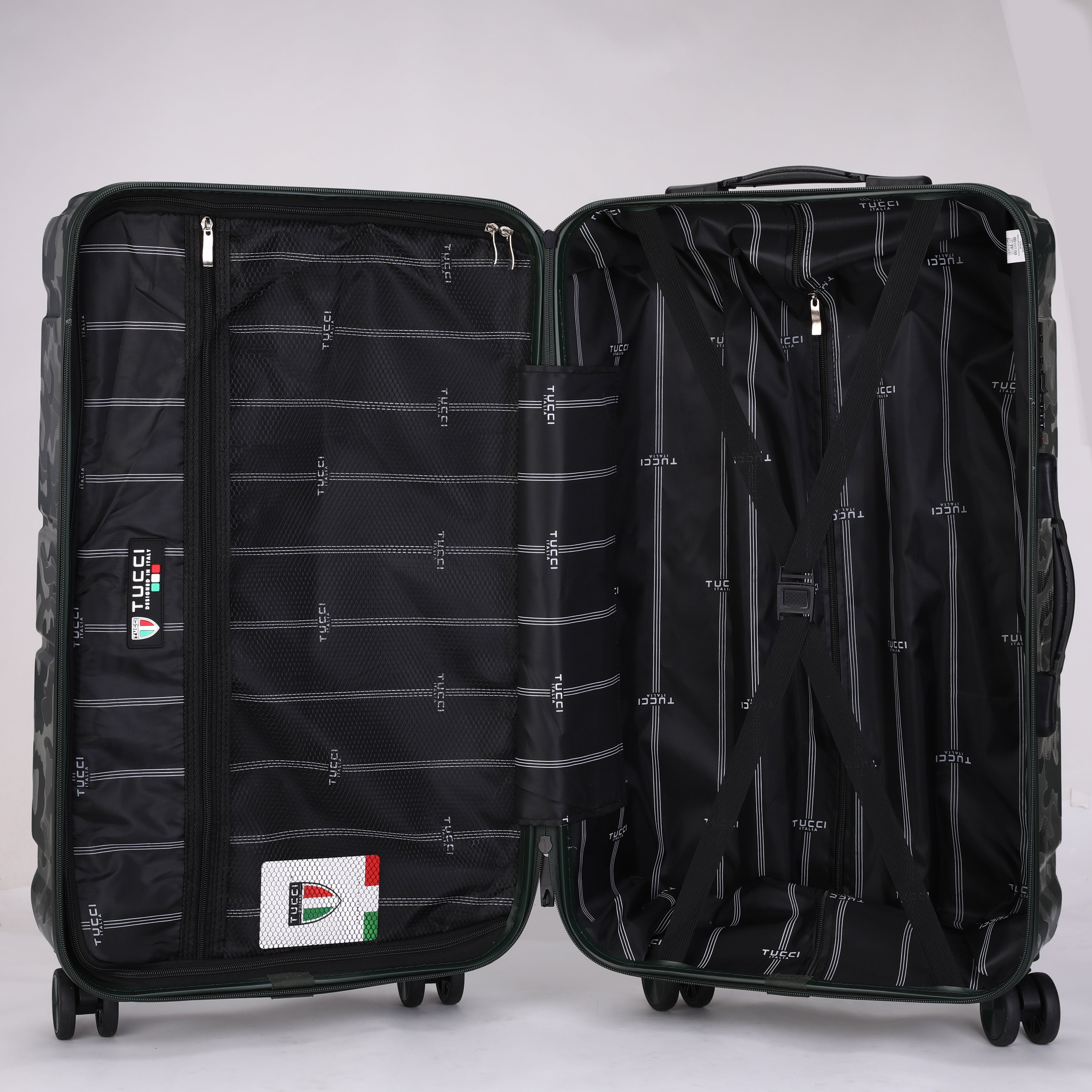 Tucci British Camo Expandable Hardside Spinner Luggage Set, 20/28/30 Inches