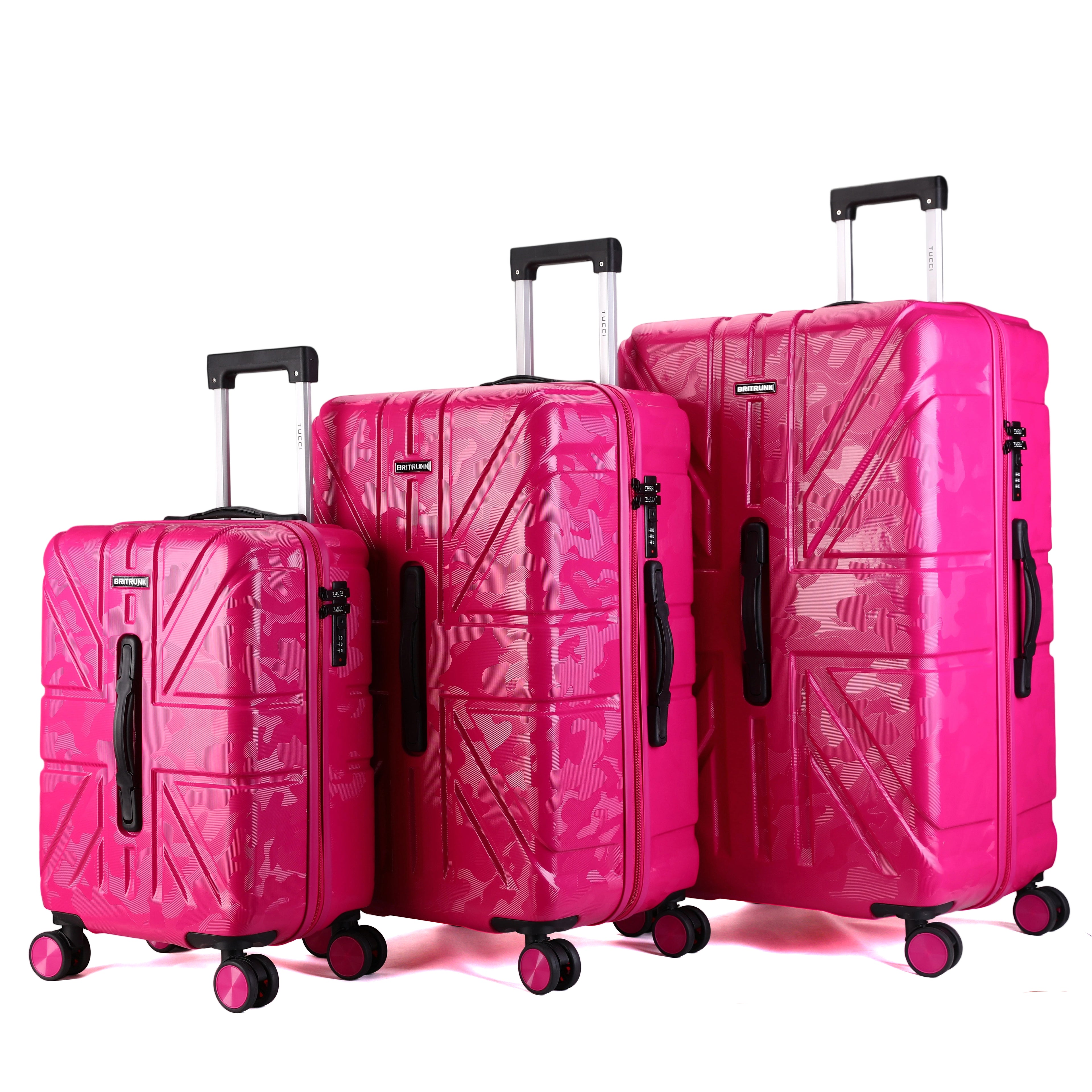 Tucci British Camo Expandable Hardside Spinner Luggage Set, 20/28/30 Inches