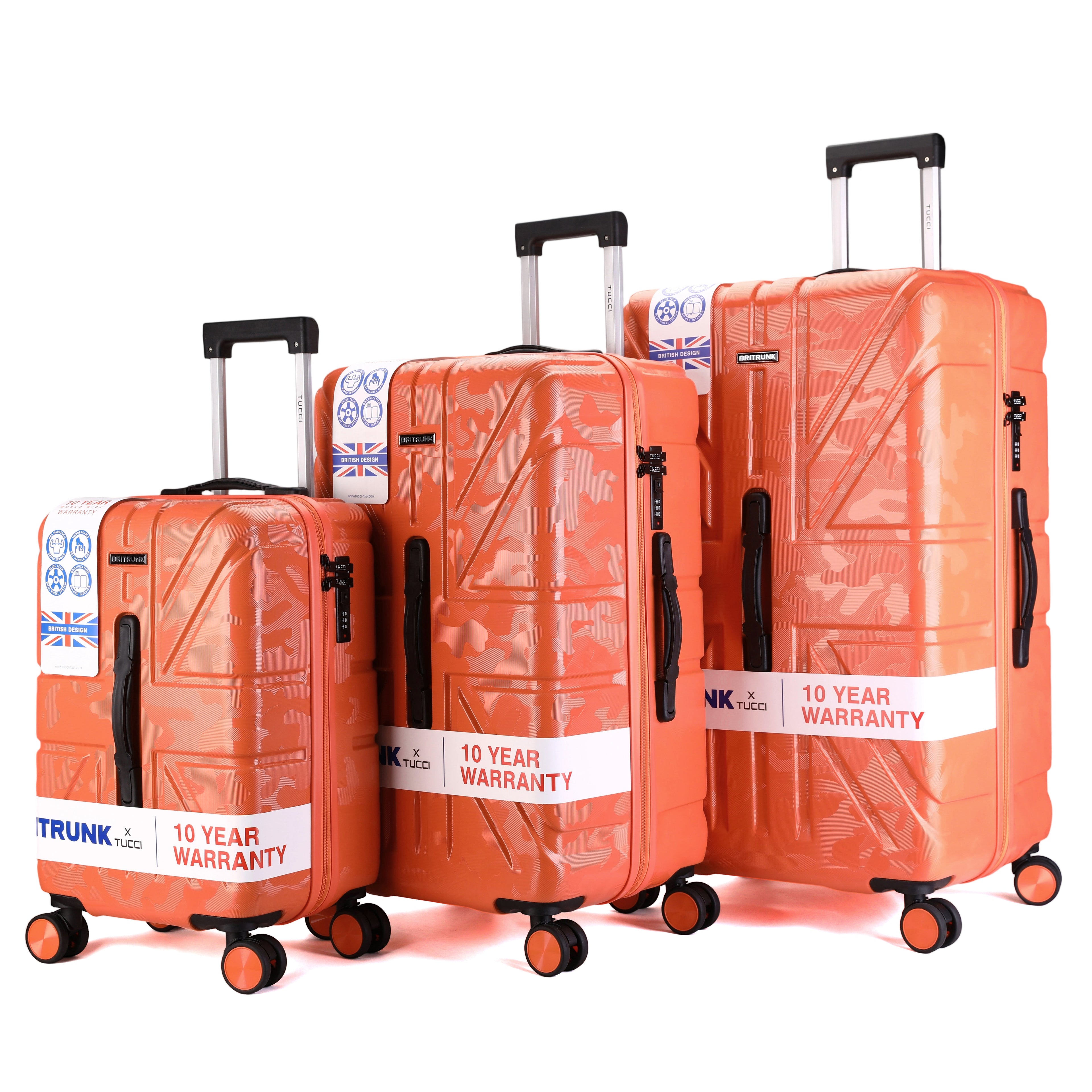 Tucci British Camo Expandable Hardside Spinner Luggage Set, 20/28/30 Inches