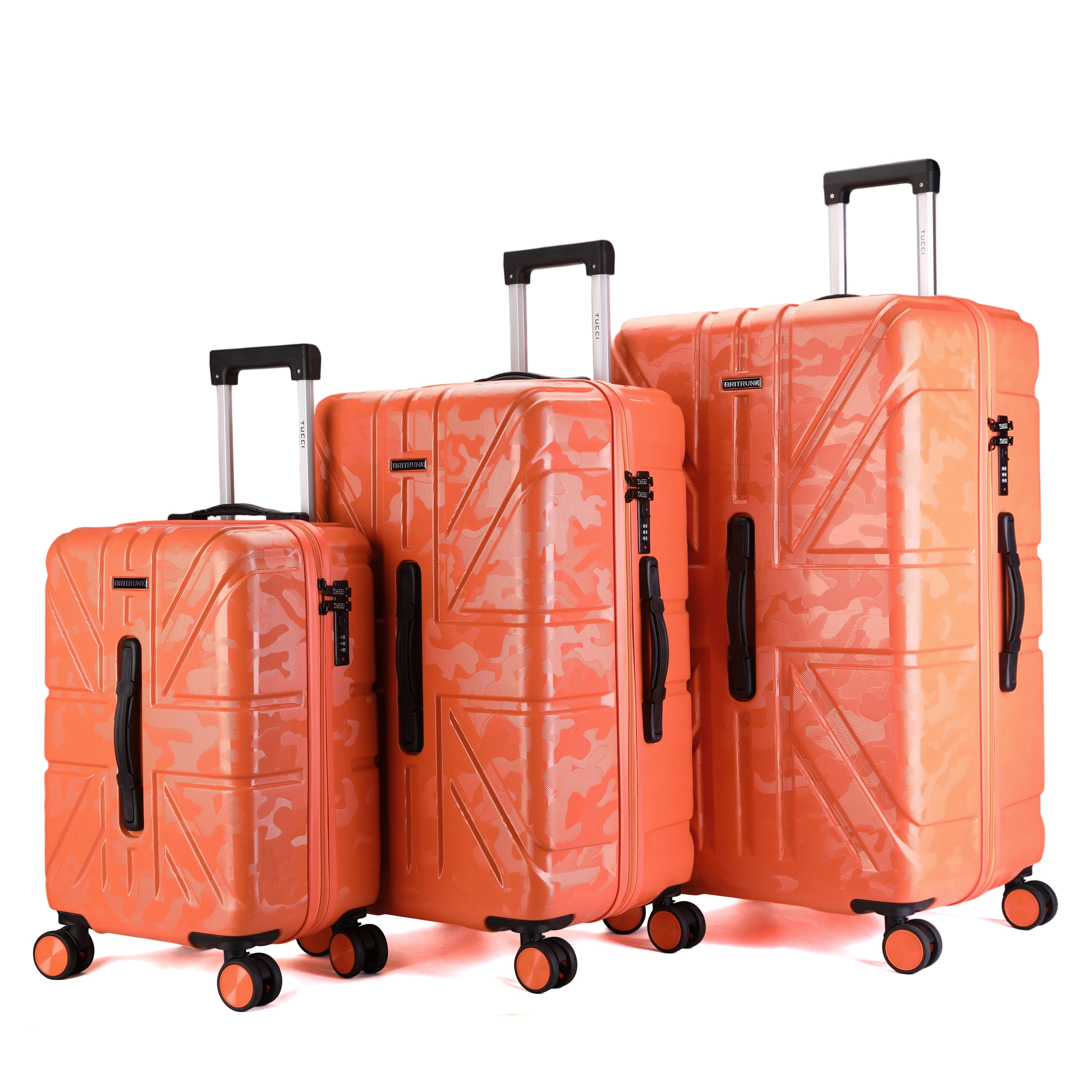 Tucci British Camo Expandable Hardside Spinner Luggage Set, 20/28/30 Inches