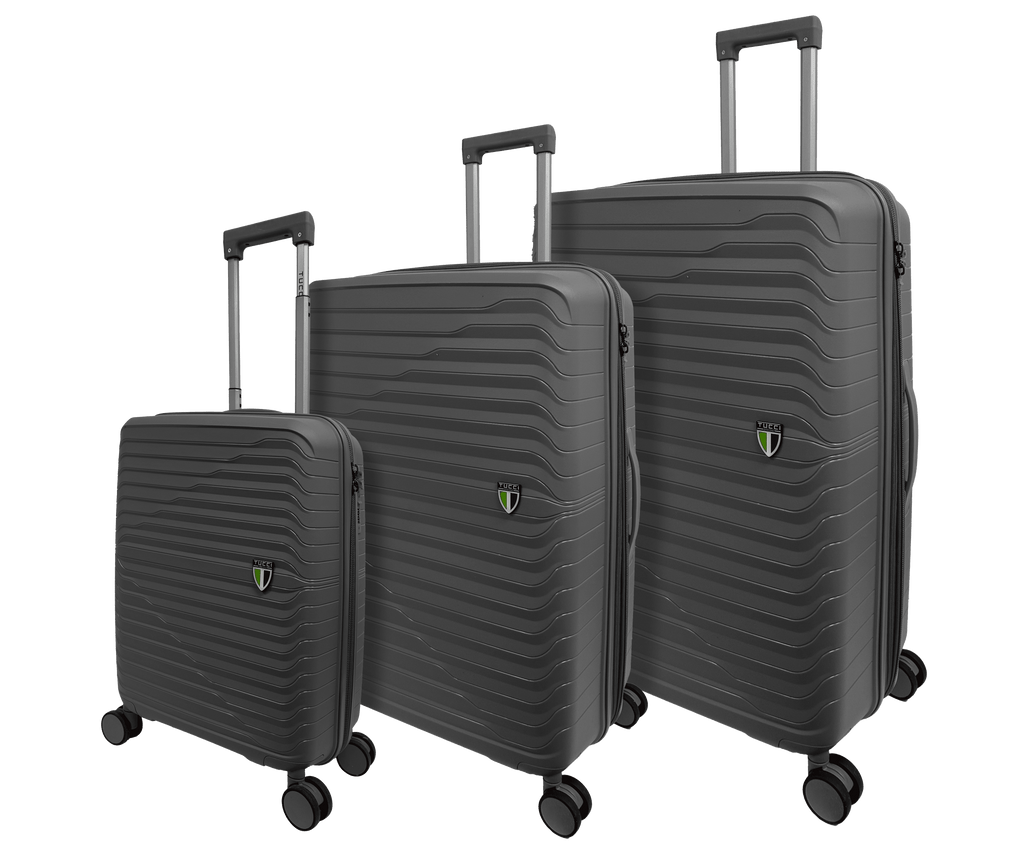 Tucci Italy Indomito 3-Piece Polypropylene Hardside Luggage Set, Expandable Spinner Suitcases with TSA Lock, 20/28/32 in