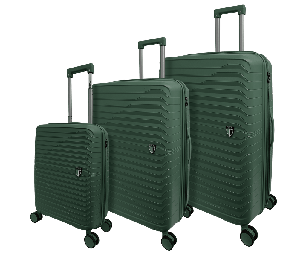 Tucci Italy Indomito 3-Piece Polypropylene Hardside Luggage Set, Expandable Spinner Suitcases with TSA Lock, 20/28/32 in
