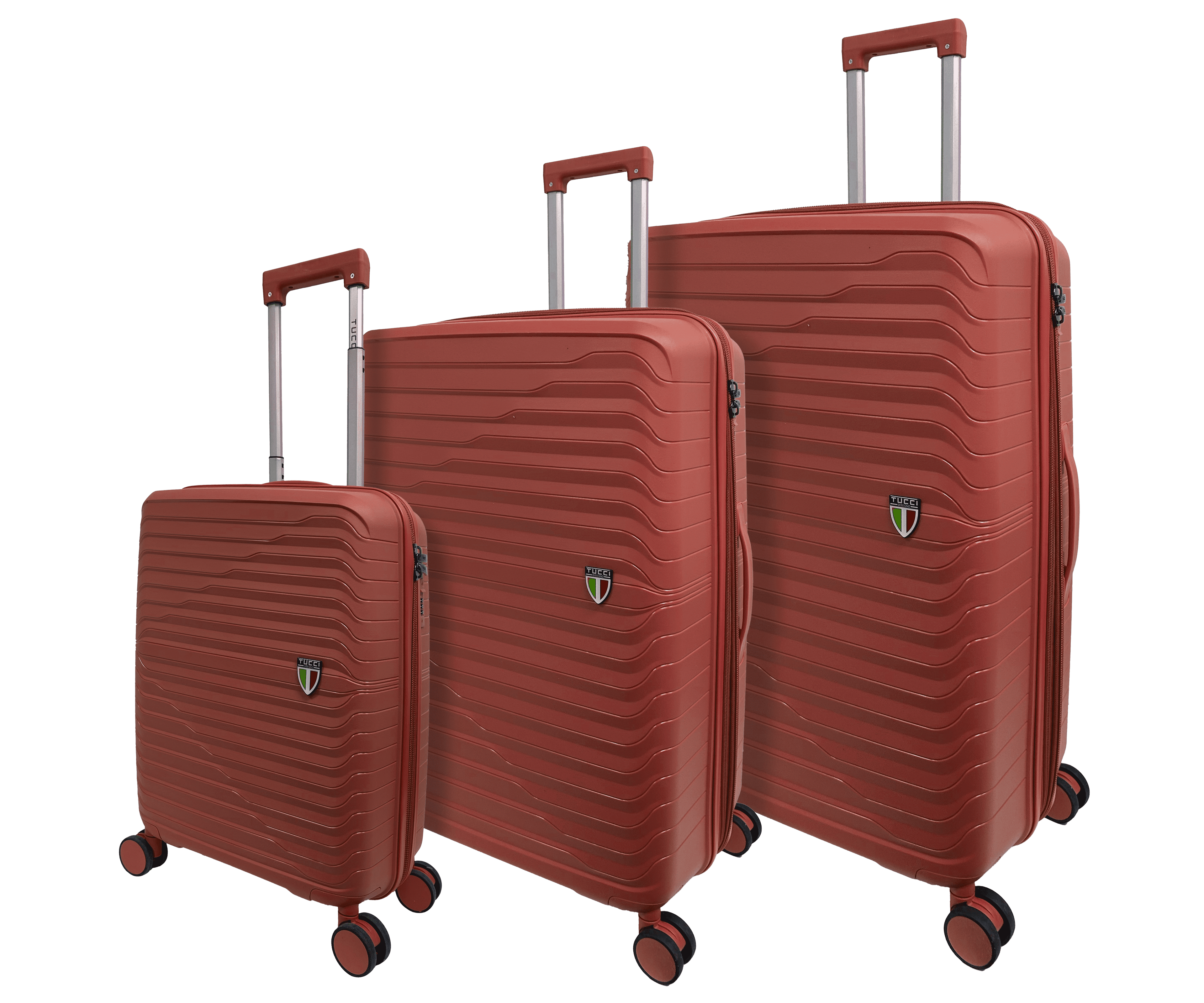 Tucci Italy Indomito 3-Piece Polypropylene Hardside Luggage Set, Expandable Spinner Suitcases with TSA Lock, 20/28/32 in
