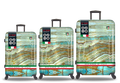 TUCCI Italy Earth Art Emerald Marble 3 PC Set (20", 24", 28") Luggage Suitcase