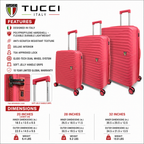 Tucci Italy Indomito 3-Piece Polypropylene Hardside Luggage Set, Expandable Spinner Suitcases with TSA Lock, 20/28/32 in