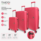 Tucci Italy Indomito 3-Piece Polypropylene Hardside Luggage Set, Expandable Spinner Suitcases with TSA Lock, 20/28/32 in