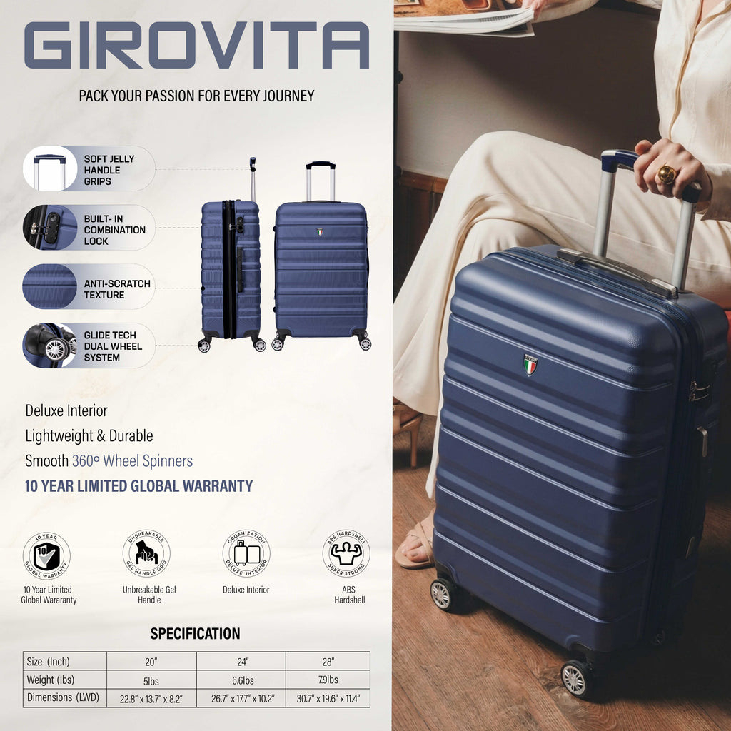 TUCCI Italy GIROVITA 3PC Hardside Luggage Set (20", 24", 28")